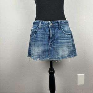 Vintage Abercrombie & Fitch Mini Skirt Blue Distressed Denim Frayed Y2K Girly